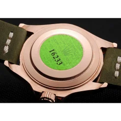 Rolex Yacht-Master Black Dial Green Bezel Rose Gold Case Green Leather Bracelet 1453862