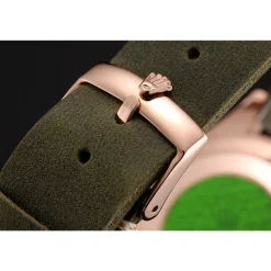 Rolex Yacht-Master Black Dial Green Bezel Rose Gold Case Green Leather Bracelet 1453862