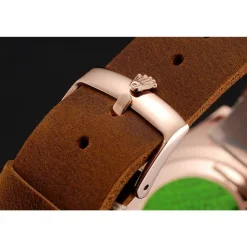 Rolex Yacht-Master Black Dial Brown Bezel Rose Gold Case Brown Leather Bracelet 1453860