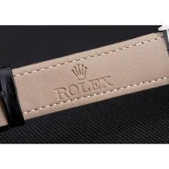 Swiss Rolex Cellini Date White Dial Stainless Steel Case Black Leather Strap