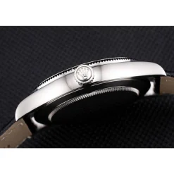 Swiss Rolex Cellini Date Black Dial Stainless Steel Case Black Leather Strap