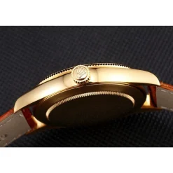 Swiss Rolex Cellini Gold Dial And Markings Gold Case Light Brown Leather Strap