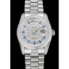 Swiss Rolex Day-Date Diamond Pave Dial And Bezel And Stainless Steel Bracelet