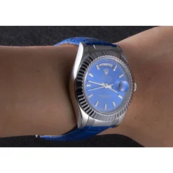 Swiss Rolex Day-Date Oyster Collection Blue Leather Band 621490