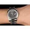 Swiss Rolex Day-Date Stainless Steel Bracelet Black Dial 80294