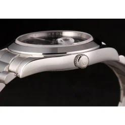 Swiss Rolex Day-Date Stainless Steel Bracelet Black Dial 80294