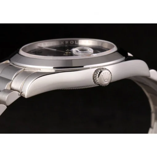 Swiss Rolex Day-Date Stainless Steel Bracelet Black Dial 80294