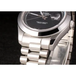 Swiss Rolex Day-Date Stainless Steel Bracelet Black Dial 80294