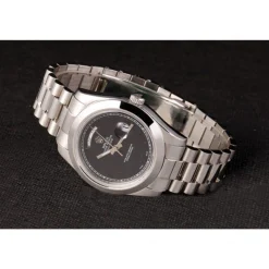 Swiss Rolex Day-Date Stainless Steel Bracelet Black Dial 80294
