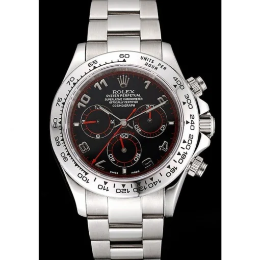 Swiss Rolex Daytona Stainless Steel Bracelet Black Dial 80296