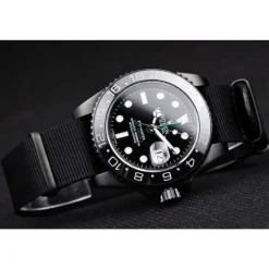 Swiss Rolex GMT Master II Pro-Hunter Black Fabric Strap Black Dial