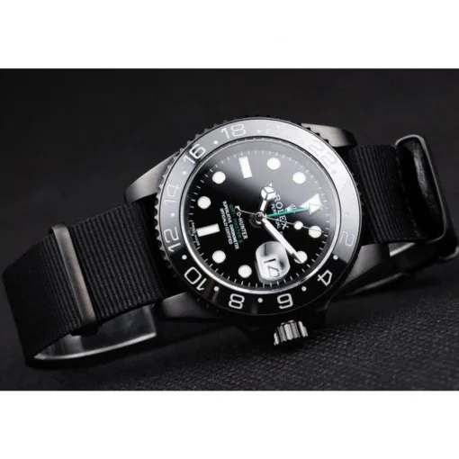 Swiss Rolex GMT Master II Pro-Hunter Black Fabric Strap Black Dial