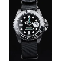 Swiss Rolex GMT Master II Pro-Hunter Black Fabric Strap Black Dial