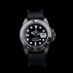 Swiss Rolex GMT Master II Pro-Hunter Black Fabric Strap Black Dial