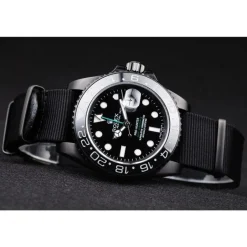 Swiss Rolex GMT Master II Pro-Hunter Black Fabric Strap Black Dial