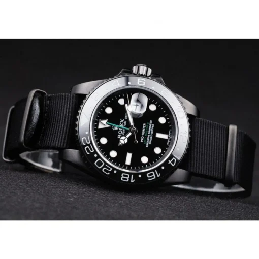 Swiss Rolex GMT Master II Pro-Hunter Black Fabric Strap Black Dial