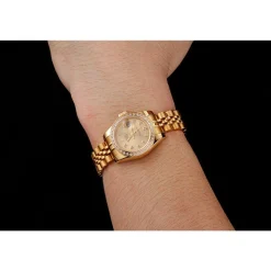 Swiss Rolex Lady-Datejust Champagne Dial Diamond Bezel Gold Jubilee Bracelet 1454096