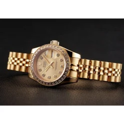 Swiss Rolex Lady-Datejust Champagne Dial Diamond Bezel Gold Jubilee Bracelet 1454096