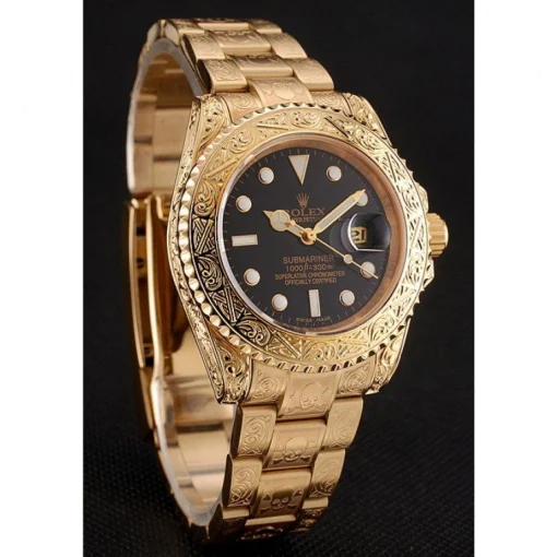 Swiss Rolex Submariner Skull Limited Edition Black Dial Gold Case And Bracelet 1454071